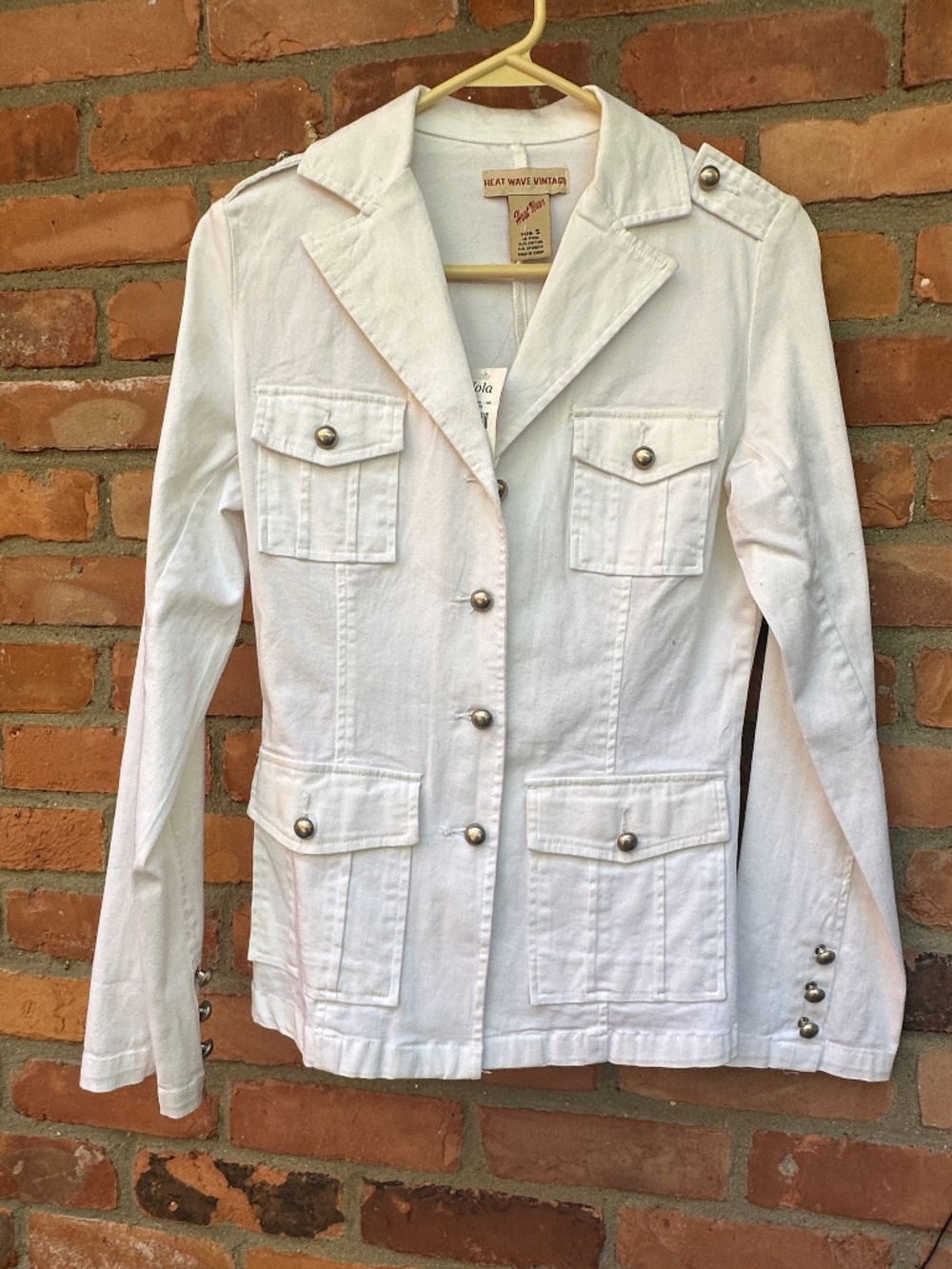 NWT Heat Wave Vintage White Cotton Utility Safari Jacket - Size S